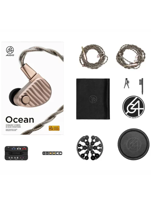64 AUDIO OCEAN - High-End 6-Driver Hybrid Reference IEM with 32 Passive Acoustic Tuning Configurations