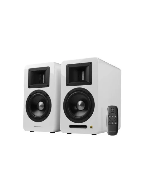 AIRPULSE A100 - Active Hi-Fi Speaker Pair with Ribbon Tweeter Hi-Res Audio Bluetooth 5.0 - gloss white