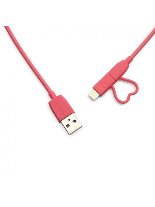GGMM Universal USB cable with Lightning/MicroUSB head - Mfi - Pink
