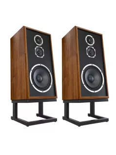  KLH MODEL FIVE - 3-Way Sealed Acoustic Suspension Hi-Fi Loudspeaker Pair with Angled Base - English Walnut