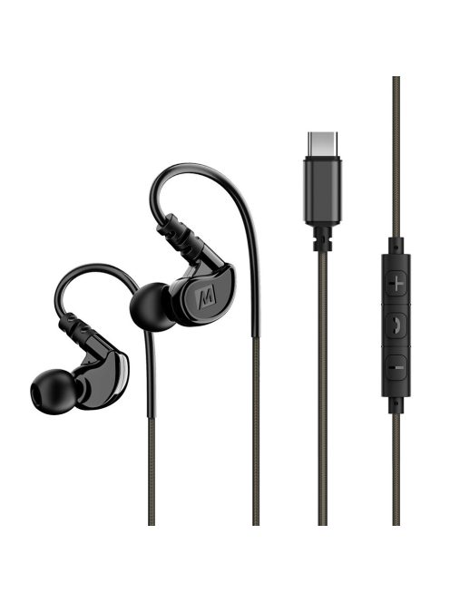 MEE AUDIO M6-USB - Memory Wire In-Ear Sports Headphones with Type-C Connector - Black