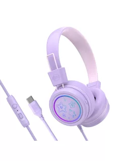   MEE AUDIO KIDJAMZ KJ55 - Safe Listening Wired Headphones for Kids with Volume-Limiter and Mic - Lavender