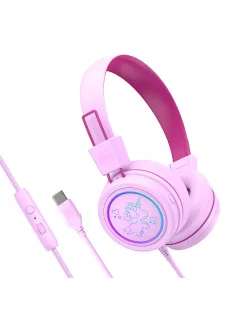   MEE AUDIO KIDJAMZ KJ55 - Safe Listening Wired Headphones for Kids with Volume-Limiter and Mic - Pink