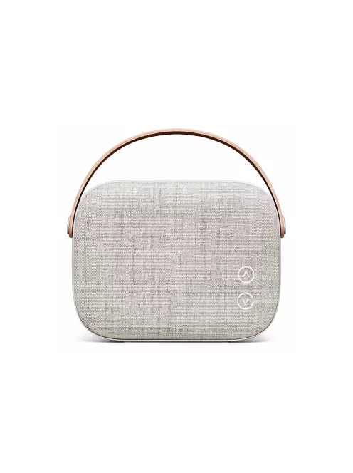  VIFA HELSINKI - Portable premium bluetooth stereo speaker with real leather strap and woven "KVADRAT" textile cover - Sandstone grey
