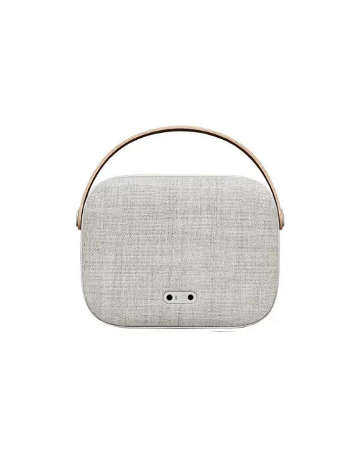  VIFA HELSINKI - Portable premium bluetooth stereo speaker with real leather strap and woven "KVADRAT" textile cover - Sandstone grey