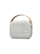  VIFA HELSINKI - Portable premium bluetooth stereo speaker with real leather strap and woven "KVADRAT" textile cover - Sandstone grey
