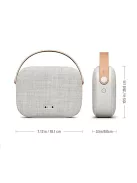  VIFA HELSINKI - Portable premium bluetooth stereo speaker with real leather strap and woven "KVADRAT" textile cover - Sandstone grey