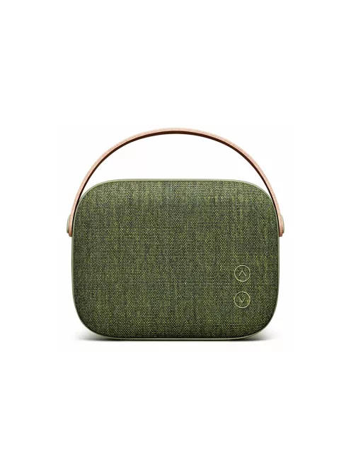  VIFA HELSINKI - Portable premium bluetooth stereo speaker with real leather strap and woven "KVADRAT" textile cover - Willow-Green