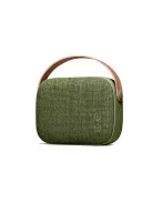  VIFA HELSINKI - Portable premium bluetooth stereo speaker with real leather strap and woven "KVADRAT" textile cover - Willow-Green