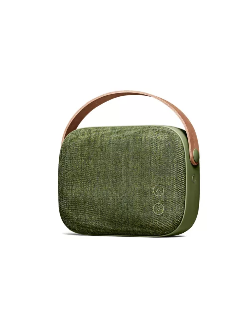  VIFA HELSINKI - Portable premium bluetooth stereo speaker with real leather strap and woven "KVADRAT" textile cover - Willow-Green