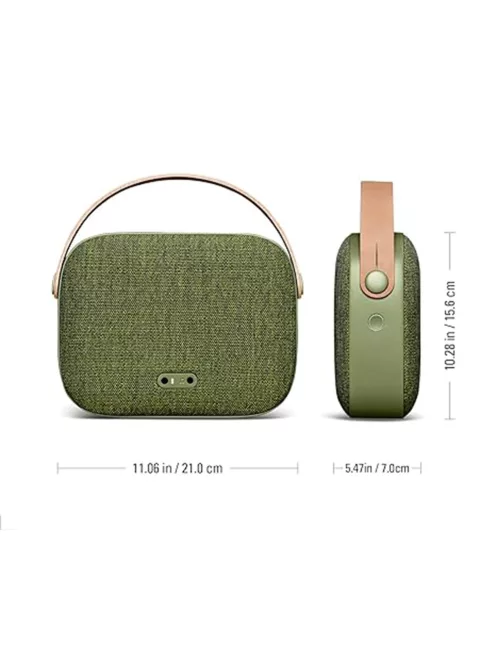  VIFA HELSINKI - Portable premium bluetooth stereo speaker with real leather strap and woven "KVADRAT" textile cover - Willow-Green