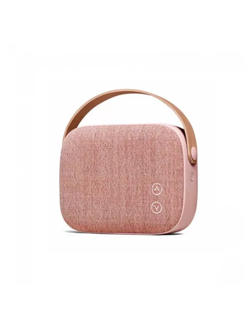  VIFA HELSINKI - Portable premium bluetooth stereo speaker with real leather strap and woven "KVADRAT" textile cover - Dusty rose
