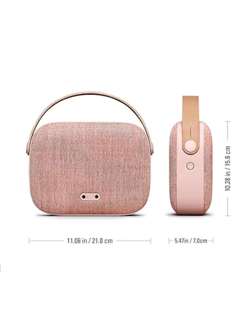  VIFA HELSINKI - Portable premium bluetooth stereo speaker with real leather strap and woven "KVADRAT" textile cover - Dusty rose