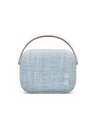  VIFA HELSINKI - Portable premium bluetooth stereo speaker with real leather strap and woven "KVADRAT" textile cover - Misty blue