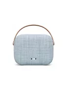  VIFA HELSINKI - Portable premium bluetooth stereo speaker with real leather strap and woven "KVADRAT" textile cover - Misty blue