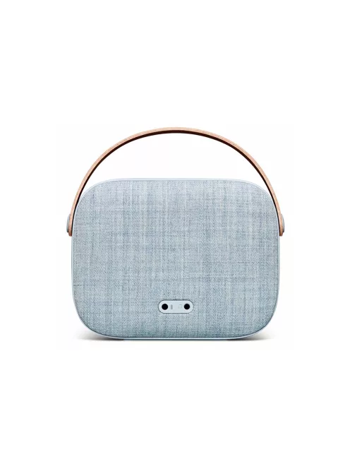  VIFA HELSINKI - Portable premium bluetooth stereo speaker with real leather strap and woven "KVADRAT" textile cover - Misty blue
