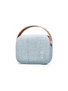  VIFA HELSINKI - Portable premium bluetooth stereo speaker with real leather strap and woven "KVADRAT" textile cover - Misty blue