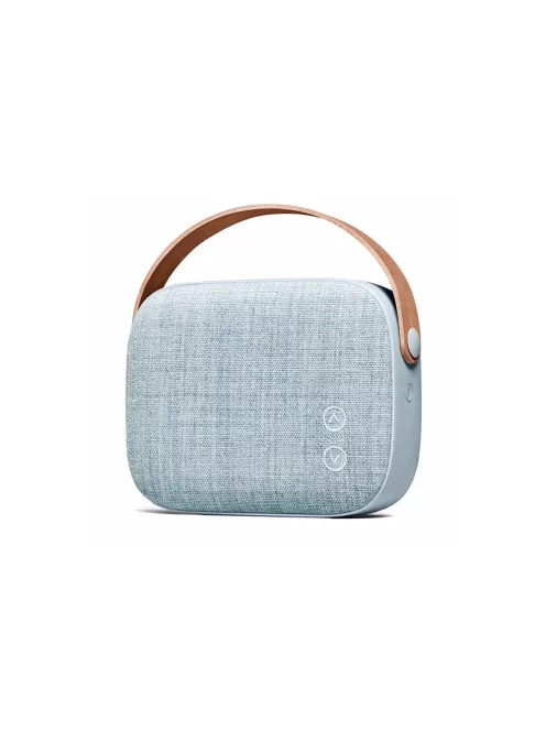  VIFA HELSINKI - Portable premium bluetooth stereo speaker with real leather strap and woven "KVADRAT" textile cover - Misty blue