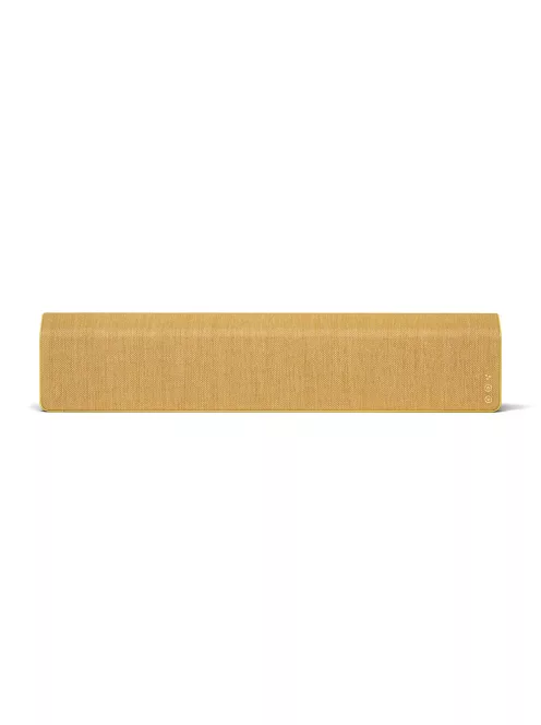 VIFA STOCKHOLM 2.0 - Premium wireless multi-room speaker with woven "KVADRAT" cover, wall console and remote controller - Sand yellow
