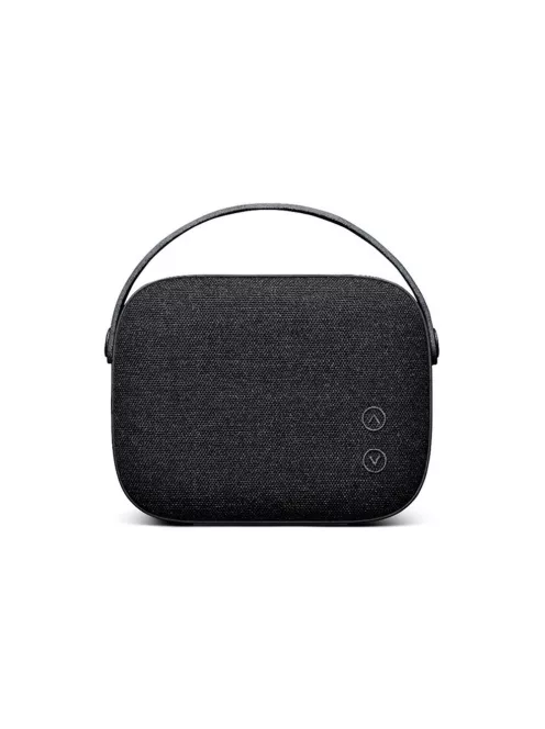  VIFA HELSINKI - Portable premium bluetooth stereo speaker with real leather strap and woven "KVADRAT" textile cover - Slate black