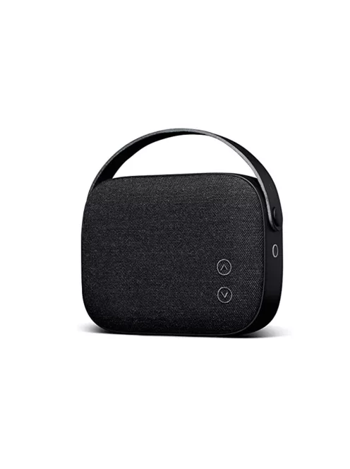  VIFA HELSINKI - Portable premium bluetooth stereo speaker with real leather strap and woven "KVADRAT" textile cover - Slate black