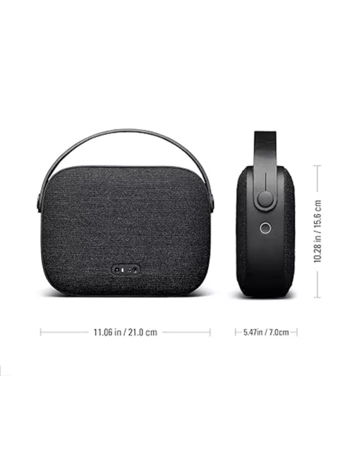  VIFA HELSINKI - Portable premium bluetooth stereo speaker with real leather strap and woven "KVADRAT" textile cover - Slate black