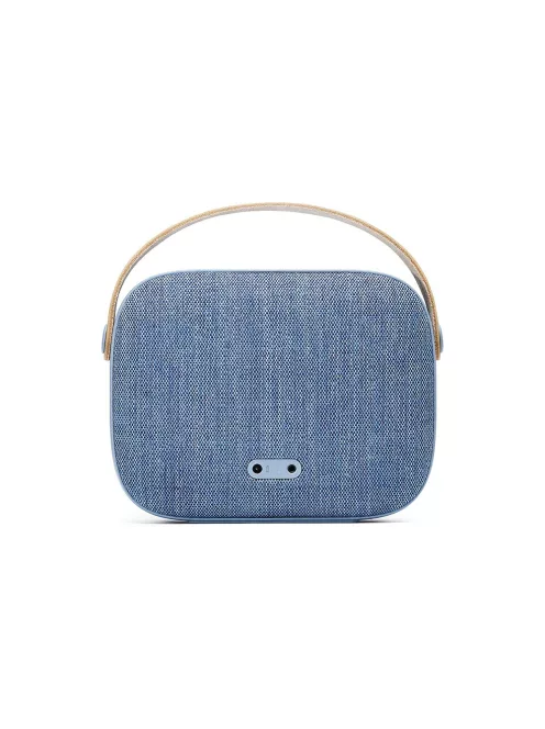  VIFA HELSINKI - Portable premium bluetooth stereo speaker with real leather strap and woven "KVADRAT" textile cover - Aqua Blue