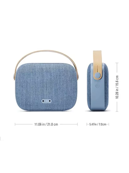 VIFA HELSINKI - Portable premium bluetooth stereo speaker with real leather strap and woven "KVADRAT" textile cover - Aqua Blue