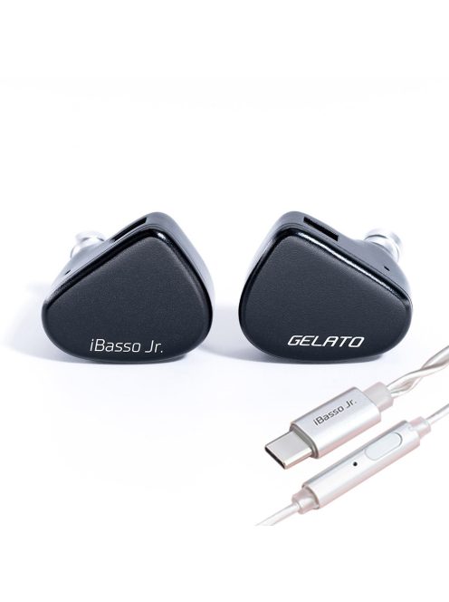 IBASSO JR GELATO DSP - A dynamic driver In-ear monitor earphone with USB Type-C microphone and silver-plated copper 2-Pin cable - Black