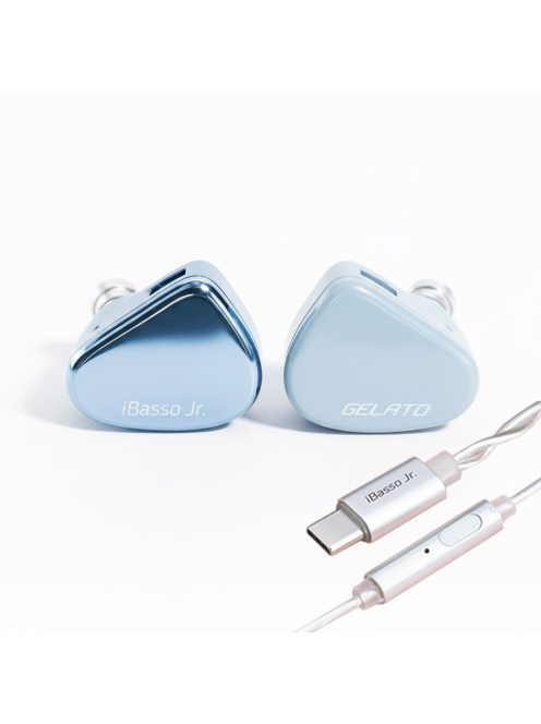 IBASSO JR GELATO DSP - A dynamic driver In-ear monitor earphone with USB Type-C microphone and silver-plated copper 2-Pin cable - Blue