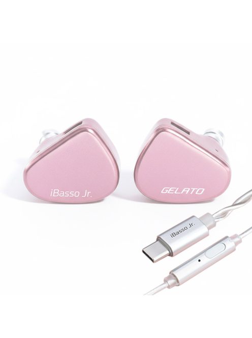 IBASSO JR GELATO DSP - A dynamic driver In-ear monitor earphone with USB Type-C microphone and silver-plated copper 2-Pin cable - Pink