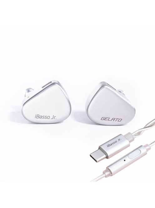IBASSO JR GELATO DSP - A dynamic driver In-ear monitor earphone with USB Type-C microphone and silver-plated copper 2-Pin cable - Silver