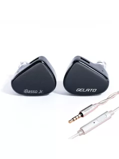  IBASSO JR GELATO MIC - Single dynamic driver in-ear monitor earphone with 3.5 mm microphone silver-plated copper 2-pin cable - Black