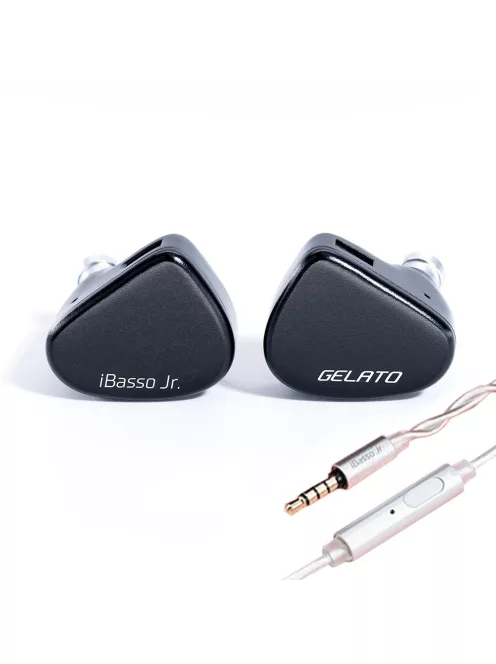 IBASSO JR GELATO MIC - Single dynamic driver in-ear monitor earphone with 3.5 mm microphone silver-plated copper 2-pin cable - Black