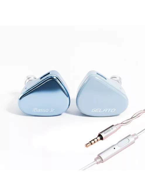 IBASSO JR GELATO MIC - Single dynamic driver in-ear monitor earphone with 3.5 mm microphone silver-plated copper 2-pin cable - Blue