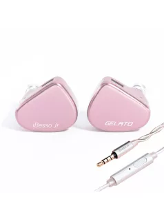   IBASSO JR GELATO MIC - Single dynamic driver in-ear monitor earphone with 3.5 mm microphone silver-plated copper 2-pin cable - Pink