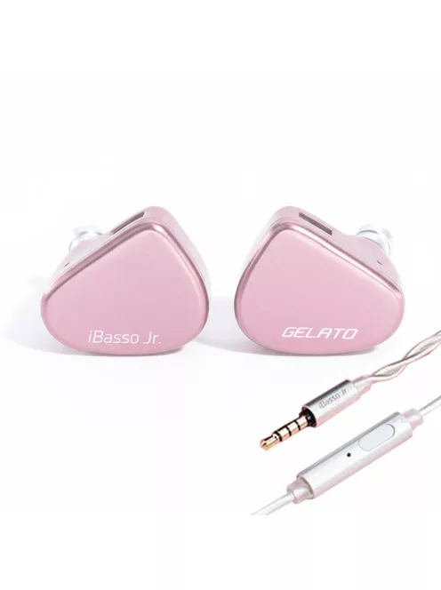 IBASSO JR GELATO MIC - Single dynamic driver in-ear monitor earphone with 3.5 mm microphone silver-plated copper 2-pin cable - Pink