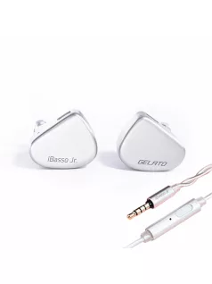   IBASSO JR GELATO MIC - Single dynamic driver in-ear monitor earphone with 3.5 mm microphone silver-plated copper 2-pin cable - Silver