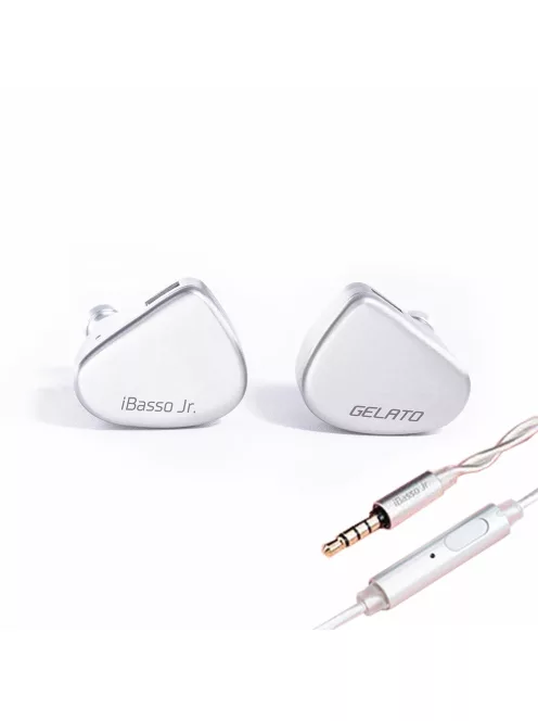 IBASSO JR GELATO MIC - Single dynamic driver in-ear monitor earphone with 3.5 mm microphone silver-plated copper 2-pin cable - Silver