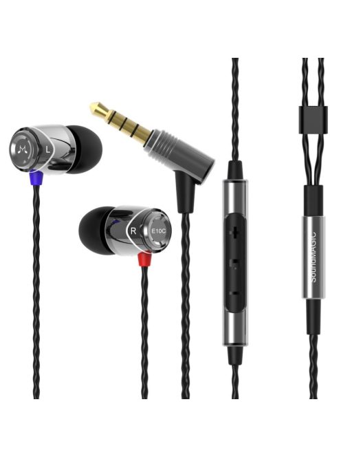 SOUNDMAGIC E10C  - Stereo high quality multi award winner In-Ear headphones with Mic. - Silver-Black