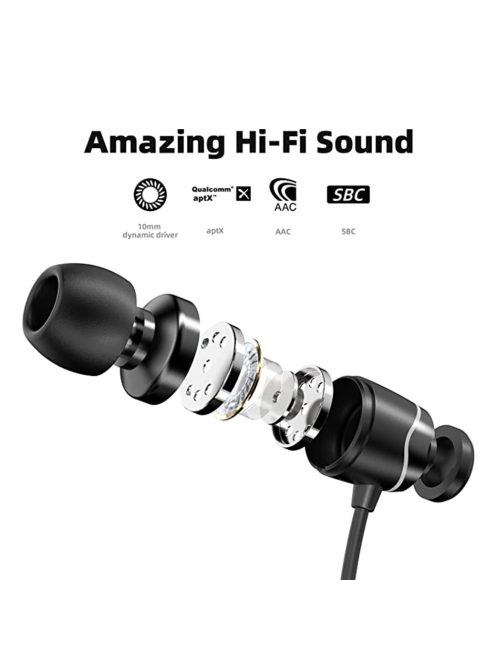 SOUNDMAGIC E11BT - High quality Bluetooth® 5.0 24 Bit DAC neckband In-Ear headphones, with extra long battery time - Black