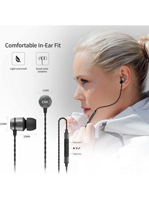 SOUNDMAGIC E50C - Stereo high quality In-Ear headphones for detailed music with Mic. - Gunmetal