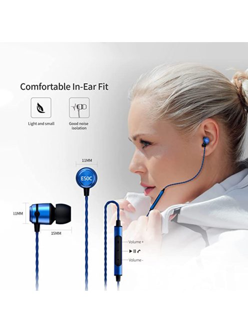 SOUNDMAGIC E50C - Stereo high quality In-Ear headphones for detailed music with Mic. - Blue