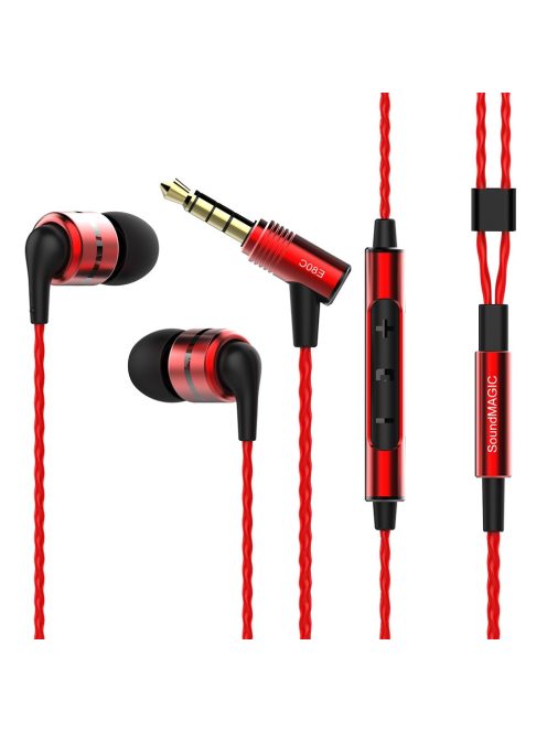 SOUNDMAGIC E80C - Stereo flagship In-Ear headphones for music enthusiasts with Mic. - Red