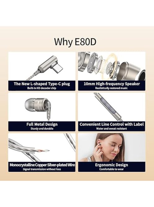 SOUNDMAGIC E80D - Single Dynamic Driver In-ear Earphone with Type-C Connector - Gunmetal