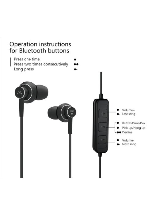 SOUNDMAGIC ES20BT - Bluetooth® extra bass custom driver In-Ear headphones  - Black