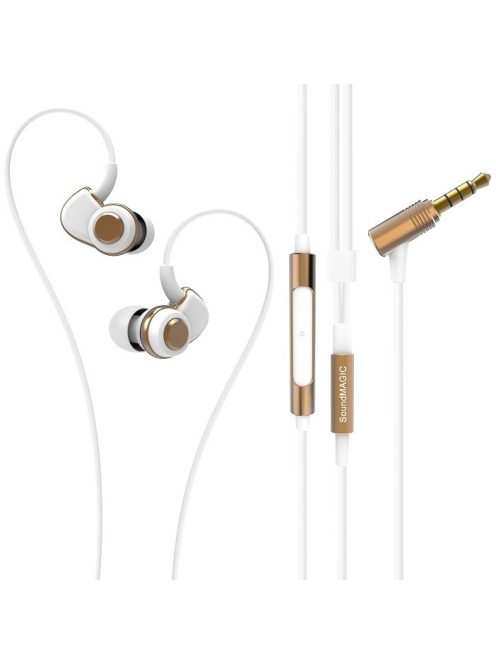 SOUNDMAGIC PL30+C - Stereo ultra comfy monitor style in-Ear headphones, with excellent sonic quality and Mic. - White-Gold