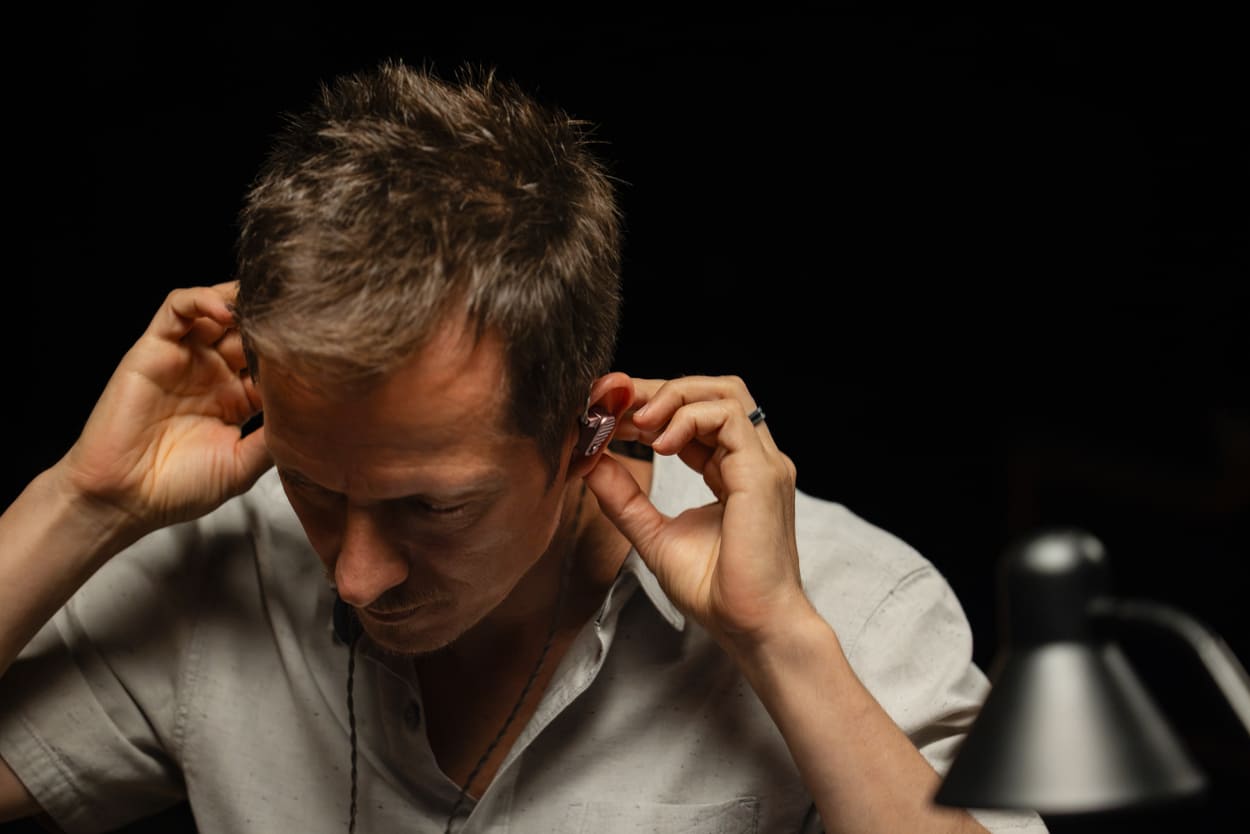 64 Audio Ocean in-ear monitor during music listening