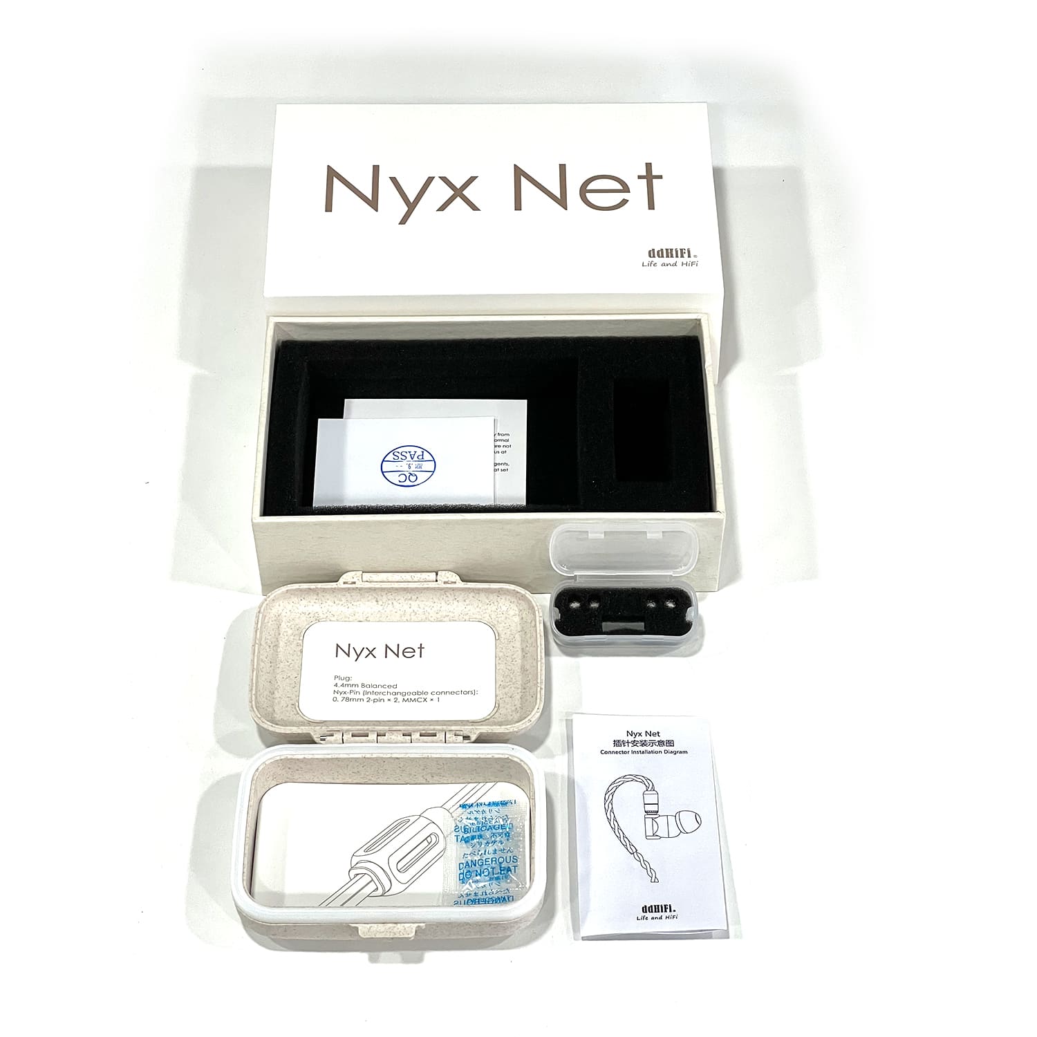 ddHiFi BC130 Net package contents with Nyx Pin interchangeable connectors