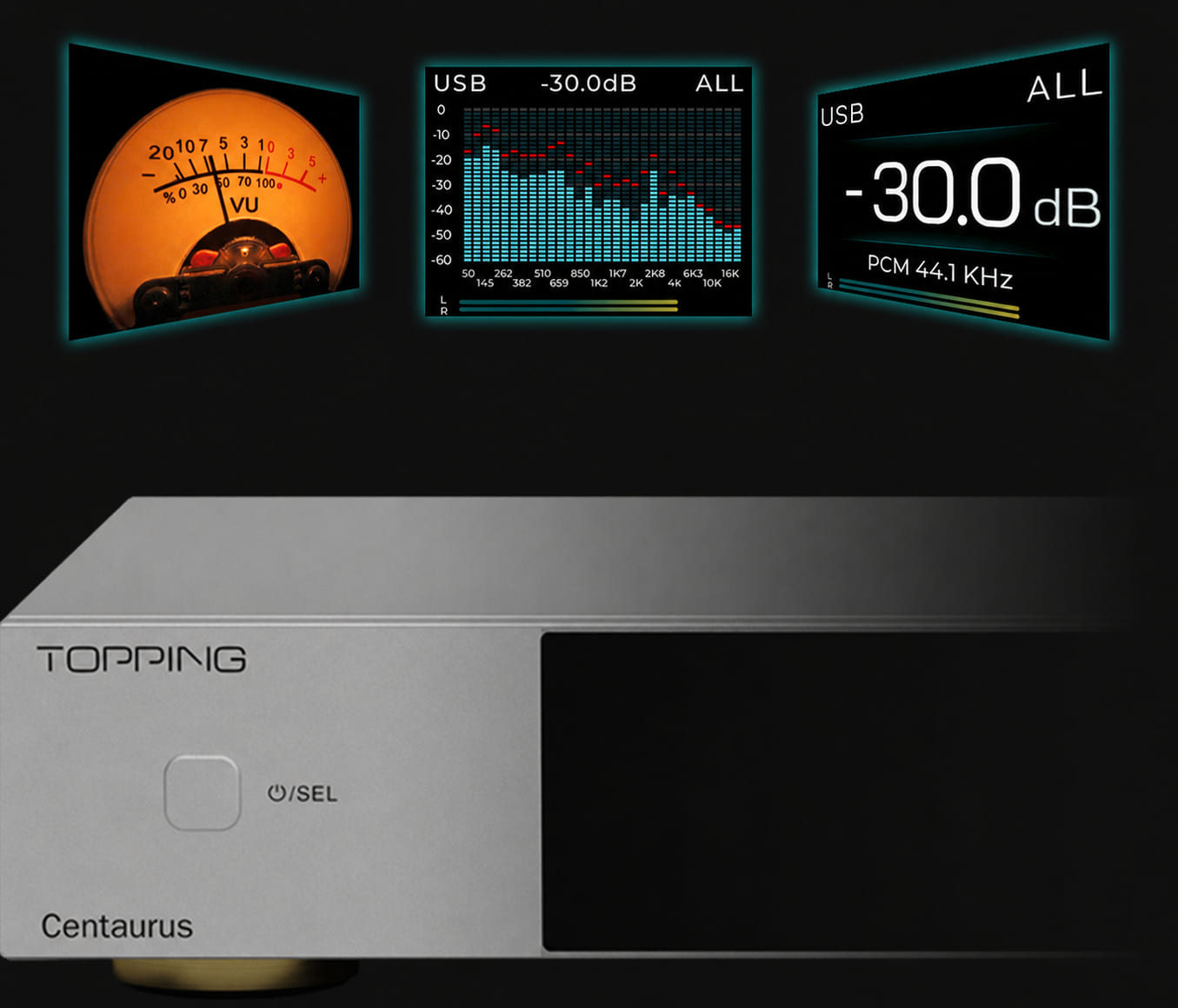 TOPPING Centaurus Aurora user interface with full-color display